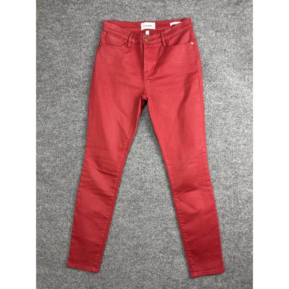 FRAME Le High Skinny Jeans Womens 26 Red Highโ Rise Denim Pants 5 Pocket Ankle